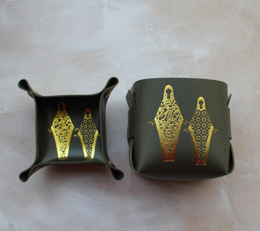 Leather Cup and Tray