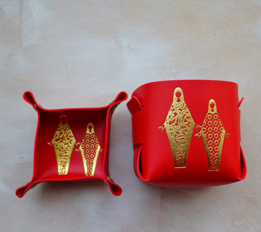 Leather Cup and Tray