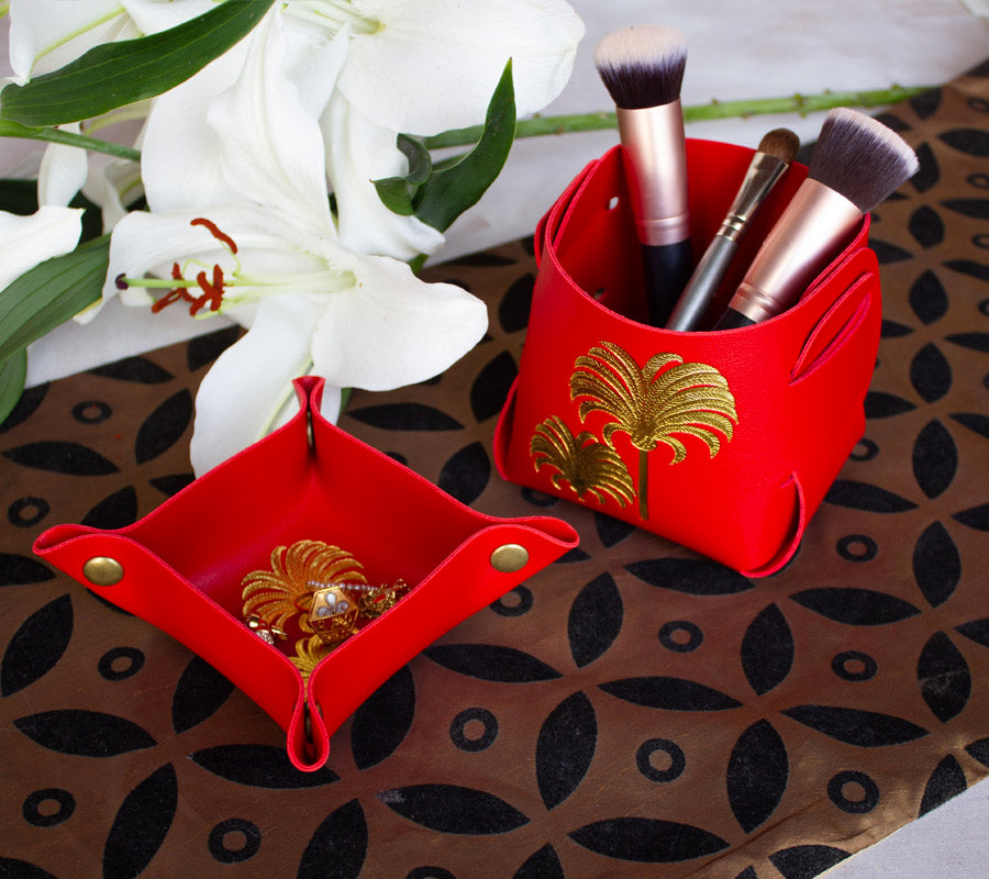 Leather Cup and Tray