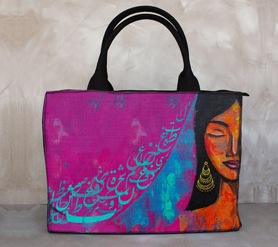 Tote bag with colorful abstract art print